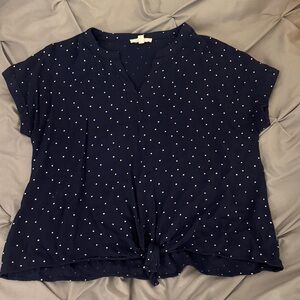 Navy Polka Dot Women's Top